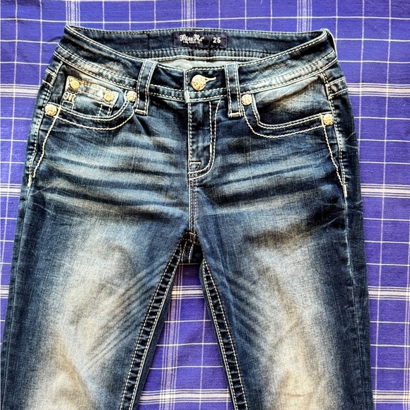 Miss Me Dark Blue Denim Jeans Mid-Rise Boot Size 25 - Picture 6 of 15